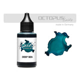 Octopus Fluids Alcohol Ink in Deep Sea Blue, 30ml bottle for vibrant, fast-drying paintings on smooth, non-porous surfaces.