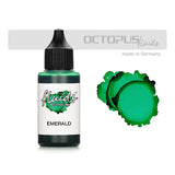 Emerald Green alcohol ink in a 30ml bottle, perfect for fluid painting on various non-porous surfaces.