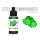 Vibrant Lucky Green alcohol ink for fluid painting on various surfaces; fast-drying, smudge-proof, and waterproof.