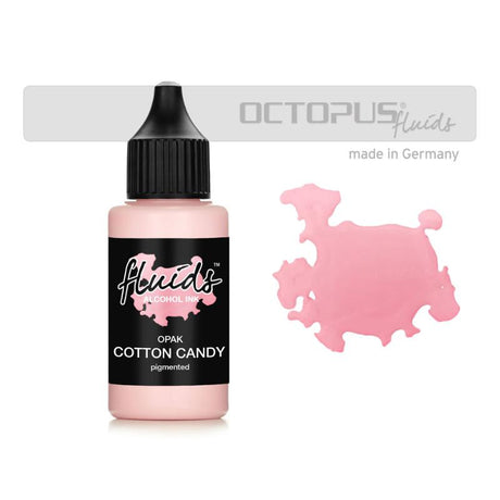 Cotton Candy Pink 30ml alcohol ink bottle, perfect for vibrant, opaque artistic creations on dark and light surfaces.