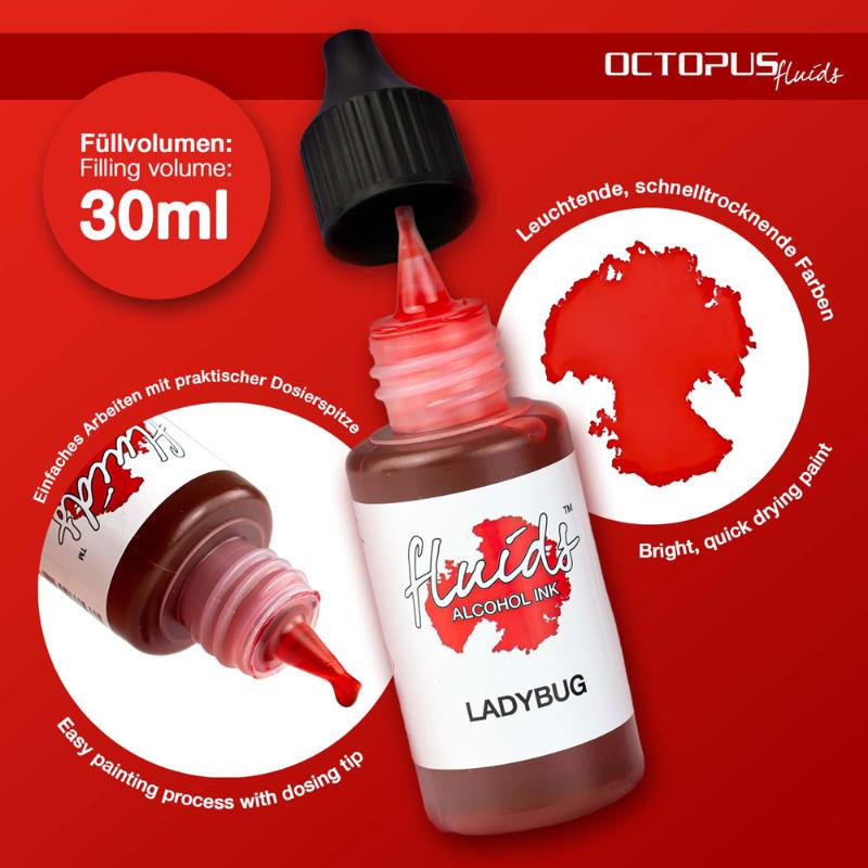 Octopus Fluids Alcohol Ink Ladybug Red 30ml