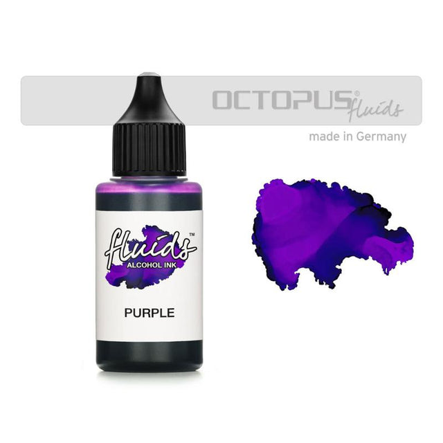 Vibrant purple violet alcohol ink in a 30ml bottle for fluid art, ideal for smooth, non-porous surfaces.