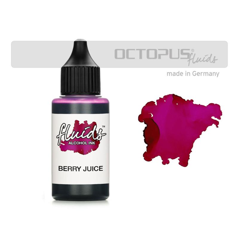 Octopus Fluids Alcohol Ink in Berry Juice Violet, 30ml—vibrant, fast-drying, perfect for fluid painting on smooth surfaces.