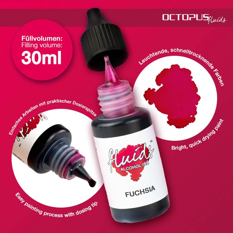 Octopus Fluids Alcohol Ink Fuchsia Pink 30ml