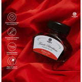 Brilliant Red fountain pen ink in a 30ml bottle, designed for smooth, vibrant, and crisp writing with minimal smudging.