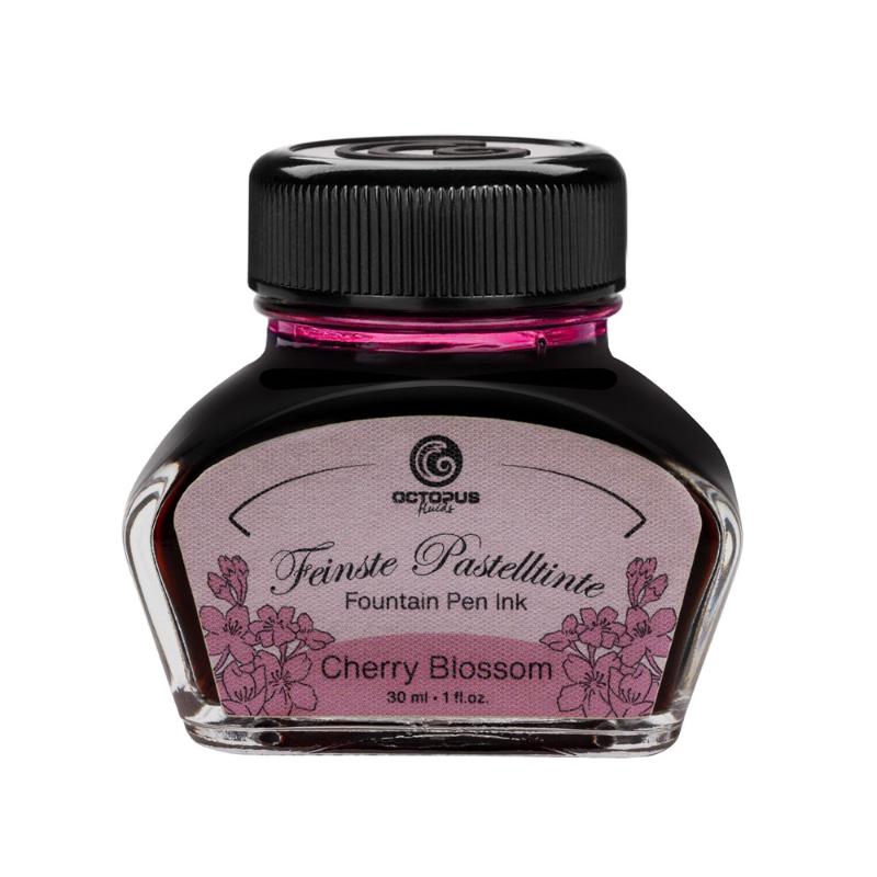 Pastel Cherry Blossom fountain pen ink in a 30ml bottle, perfect for smooth writing and artistic expression without smudging.