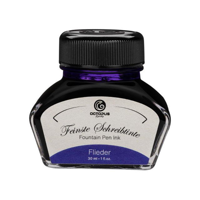 Lilac fountain pen ink in a 30ml bottle, offering smooth flow, quick drying, and beautiful shading for a delightful writing experience.