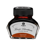 Rich caramel fountain pen ink in a 30ml bottle, ideal for smooth writing, calligraphy, and minimal smudging.