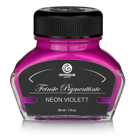 Fluorescent Neon Violet highlighter ink in a 30ml bottle, perfect for vibrant highlights and precise annotations on paper.