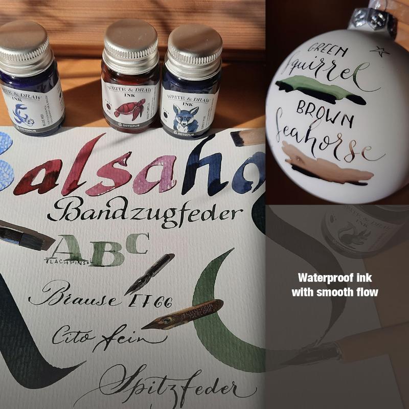 Black Elephant ink in a 50ml bottle, perfect for vibrant, waterproof writing and drawing in fountain pens and more.