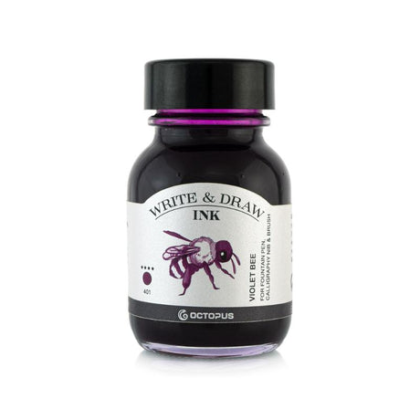 Vibrant violet fountain pen ink in a 50ml bottle, perfect for artists and calligraphers, smudge-proof and waterproof.