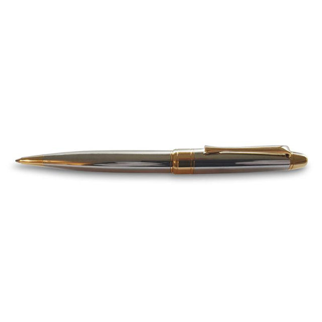 Pierre Cardin Montfort ballpoint pen in Chrome/Gold with sleek design, twist action, and luxury gift packaging option.