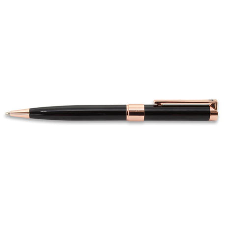 Elegant black and rose gold Pierre Cardin Noblesse ballpoint pen, blending luxury and functionality for a superior writing experience.