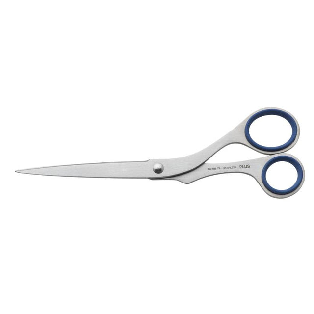 Plus Scissors 185mm TR with stainless steel pointed blades and ergonomic handles, perfect for precise cutting tasks.