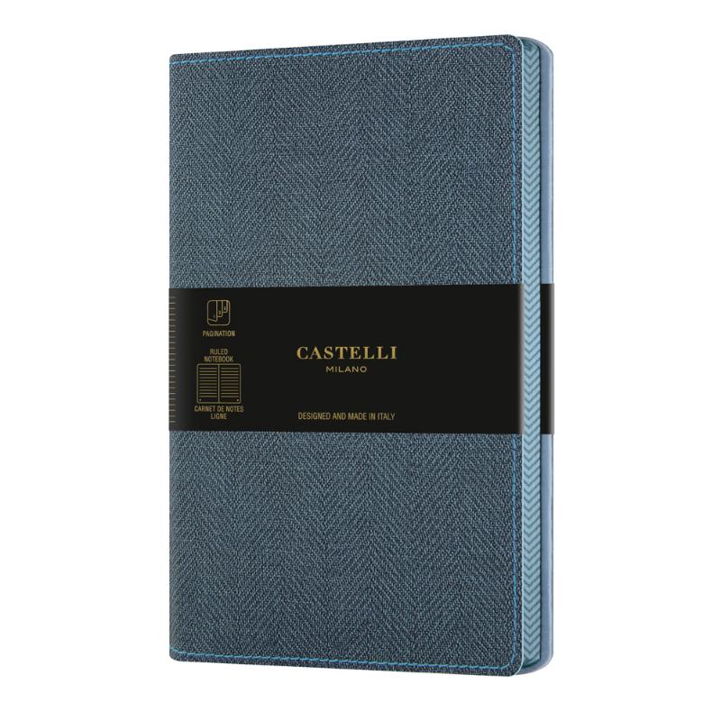 Castelli Notebook Harris Pocket Ruled Slate Blue