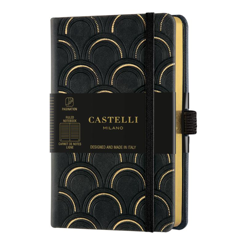 Castelli Notebook Copper and Gold Pocket Ruled Deco Gold