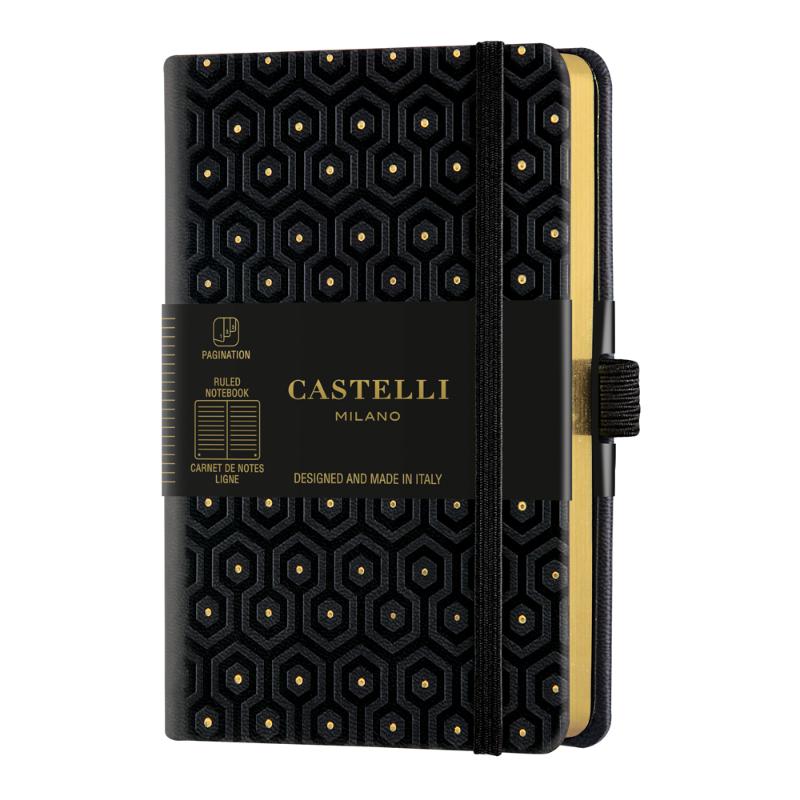 Castelli Notebook Copper and Gold Pocket Ruled Honey Gold