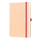 A5 ruled notebook with seashell design, ribbon marker, elastic closure, and sustainable ivory paper, crafted in Italy.