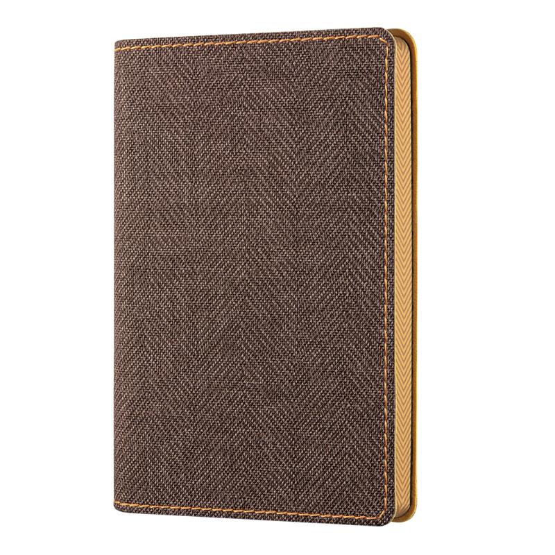 Elegant A5 ruled notebook with a tweed effect cover, ivory pages, ribbon marker, and eco-friendly FSC certification.