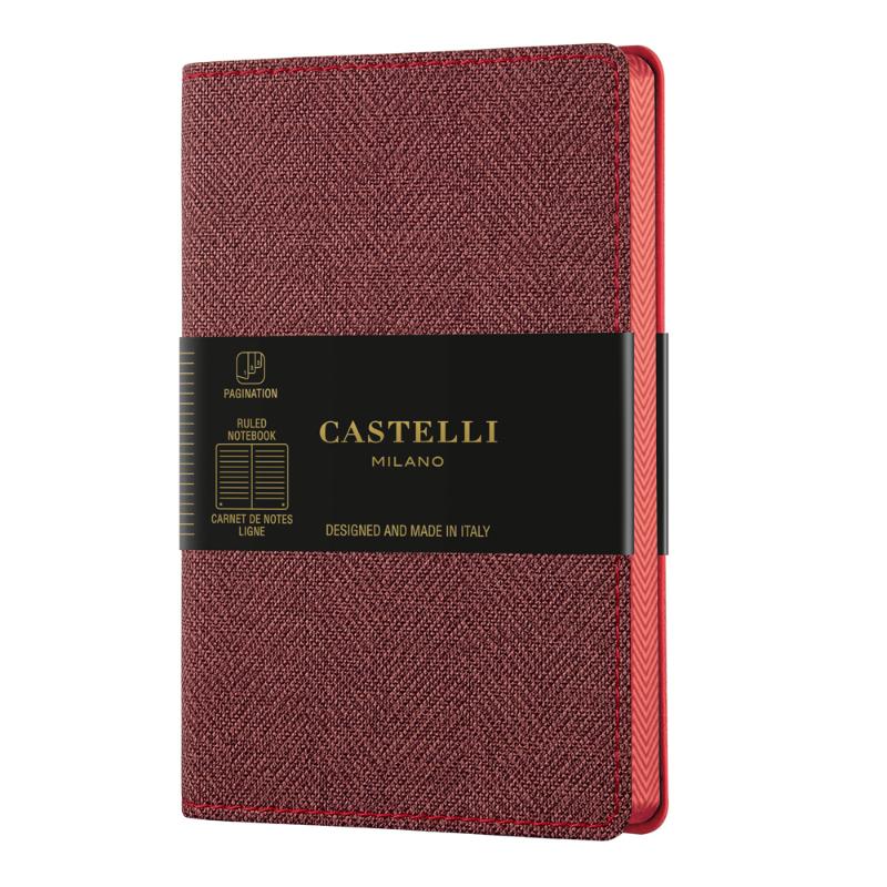 Castelli Notebook Harris A5 Ruled Maple Red