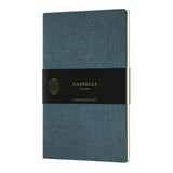 Elegant Castelli Quaderno A5 notebook in Harris Blue with flexible cover and smooth ivory pages, perfect for writing and sketches.