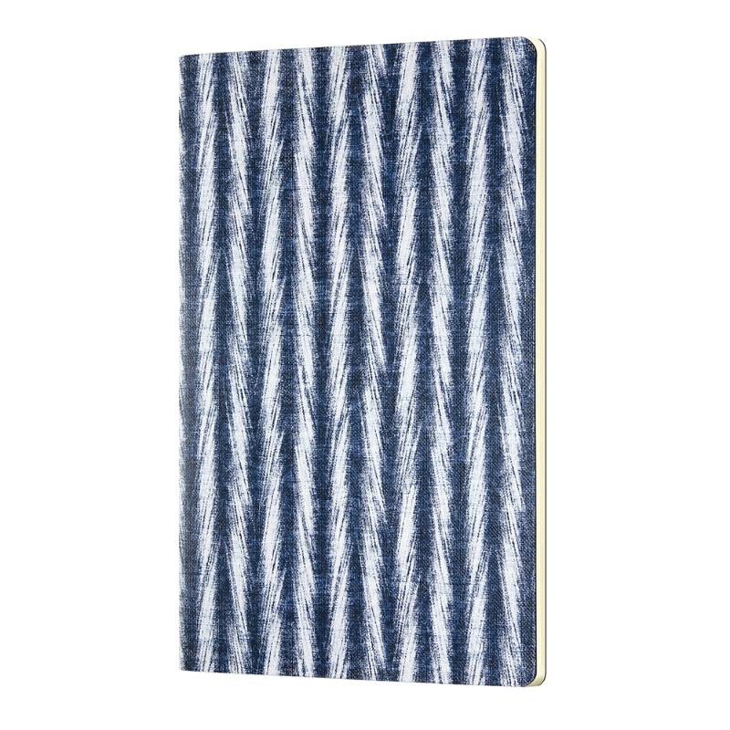 A5 soft cover notebook with elegant Shibori patterns, featuring durable rounded corners and eco-friendly FSC certified paper.