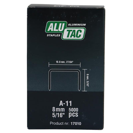 Lightweight aluminium staples 140/8, 5000 pack, designed for Rapid 140 staplers, offering rust resistance and durability.