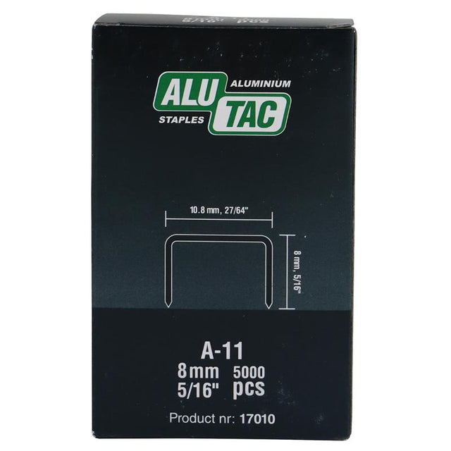 Lightweight aluminium staples 140/8, 5000 pack, designed for Rapid 140 staplers, offering rust resistance and durability.
