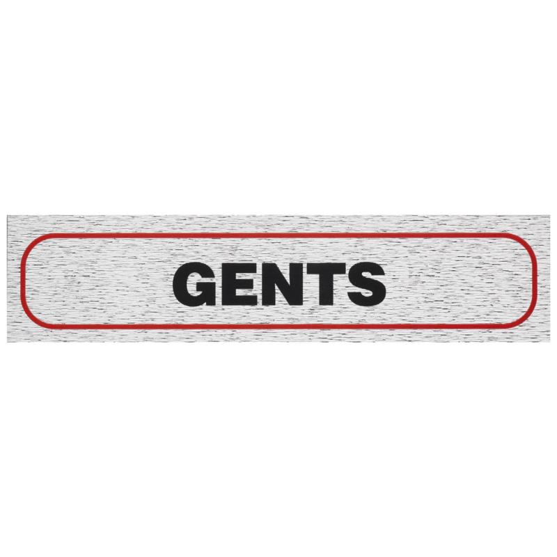 Self-adhesive brushed aluminum sign for men's restrooms, 170x40mm, stylish and durable for indoor/outdoor use.
