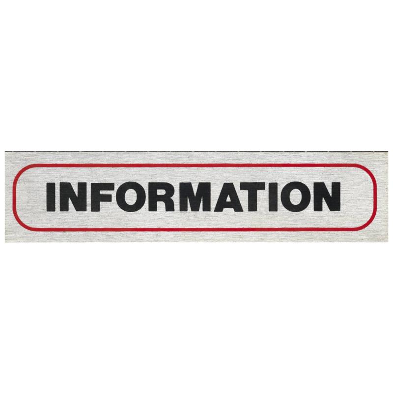 Self-adhesive brushed aluminum sign, 170x40mm, for clear indoor/outdoor messaging and easy application on smooth surfaces.