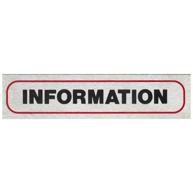 Self-adhesive brushed aluminum sign, 170x40mm, for clear indoor/outdoor messaging and easy application on smooth surfaces.