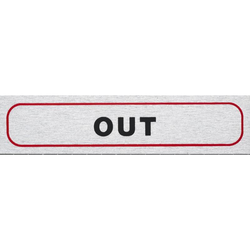 Self-adhesive brushed aluminium sign measuring 170x40mm, ideal for clear indoor or outdoor signage.