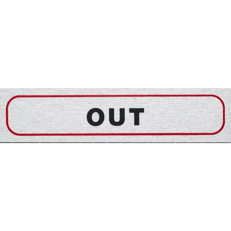 Self-adhesive brushed aluminium sign measuring 170x40mm, ideal for clear indoor or outdoor signage.