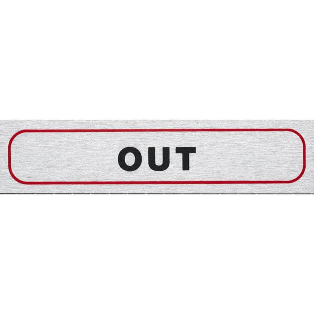 Self-adhesive brushed aluminium sign measuring 170x40mm, ideal for clear indoor or outdoor signage.