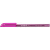 Stylish pink ballpoint pen with medium nib, eco-friendly, smooth writing, and transparent body for ink level visibility.