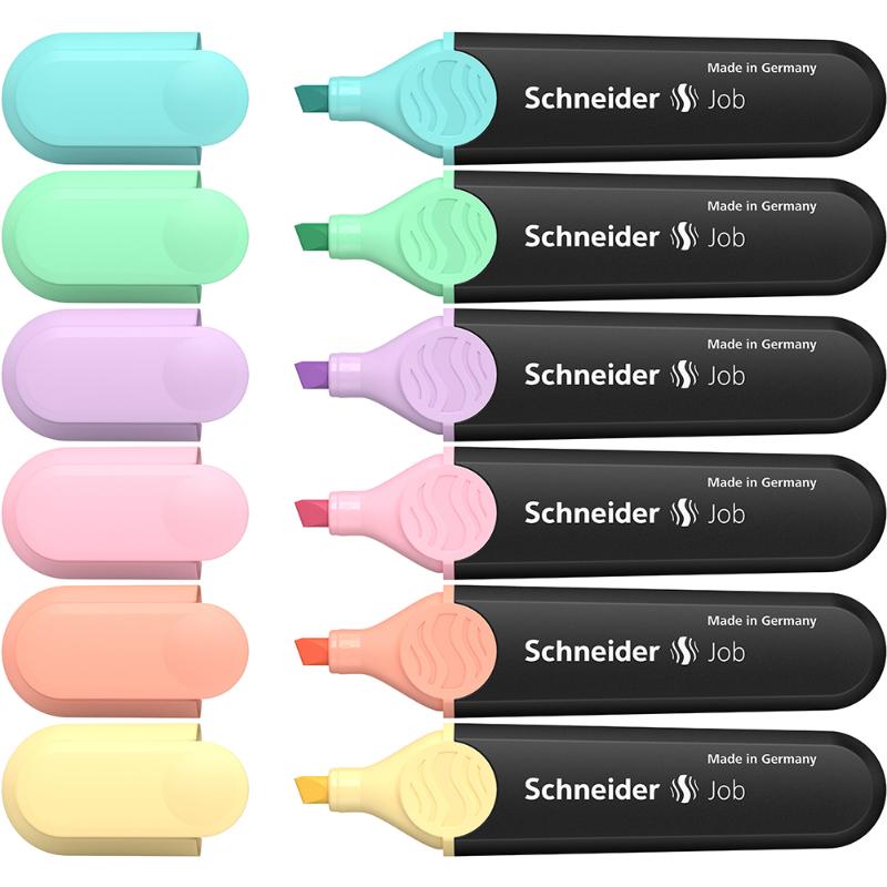 Schneider Pastel Highlighter Wallet with 6 vibrant colors and chisel tips for versatile highlighting and creativity.