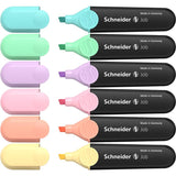 Schneider Pastel Highlighter Wallet with 6 vibrant colors and chisel tips for versatile highlighting and creativity.