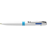 Schneider Take 4 ballpoint pen with four colors, smooth Viscoglide® ink, eco-friendly, and sturdy metal clip.