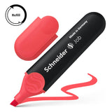 Schneider Highlighter Job Red with chisel tip, versatile 1+5 mm line width, red ink for vibrant, long-lasting highlighting.