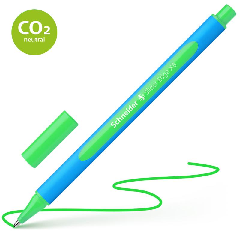 Schneider Slider Edge Extra Broad Green pen, featuring smooth Viscoglide technology, ergonomic grip, and eco-friendly design.