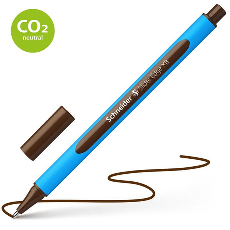 Schneider Ballpoint Pen Slider Edge in brown with extra broad tip, designed for smooth, smudge-free writing and comfort.