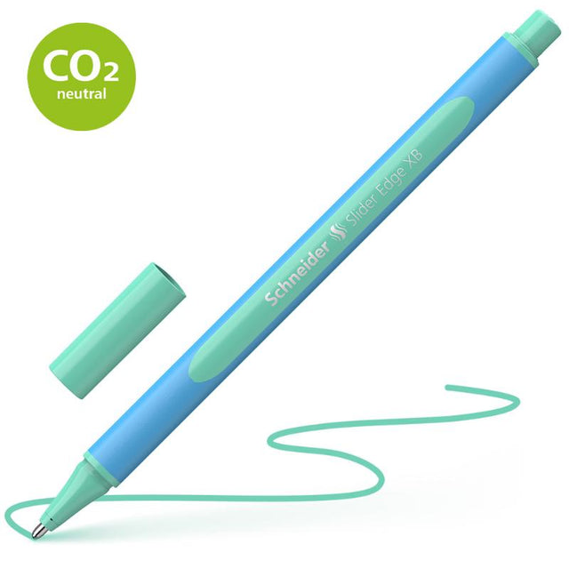 Pastel Mint Schneider Slider Edge XB ballpoint pen with ergonomic grip, smooth ink flow, and eco-friendly design for effortless writing.