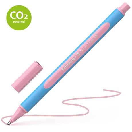 Pastel Rose Schneider ballpoint pen with Viscoglide technology for smooth writing, ergonomically designed for comfort and eco-friendly.