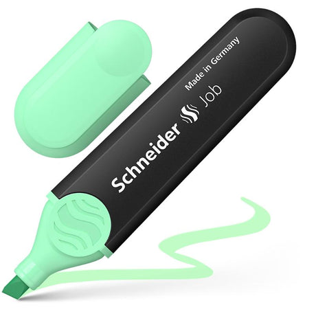 Schneider Highlighter Job Pastel Mint with chisel tip for versatile highlighting in trendy mint color, designed for long-lasting use.