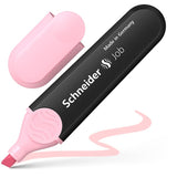 Pastel pink Schneider highlighter with chisel tip, ideal for notes, creative tasks, and lasting vibrant highlights.