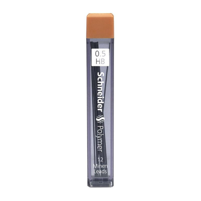 Schneider Pencil Refill Leads 0.5mm HB, 12 soft, break-resistant leads in a tube for smooth, deep black writing and drawing.