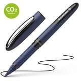 Schneider Rollerball One Business pen in black with 0.6mm tip, featuring smooth writing, cap-off technology, and ergonomic grip.