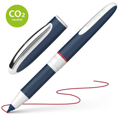 Schneider Rollerball One Change 0.6mm Red pen with ergonomic grip, smooth ink flow, and eco-friendly design for reliable writing.