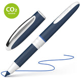 Schneider Rollerball One Change pen in blue, featuring a smooth 0.6mm tip, eco-friendly design, and refillable cartridge.