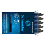 Schneider rollerball refill cartridge box containing 5 black ink cartridges for ultra-smooth, precise writing.